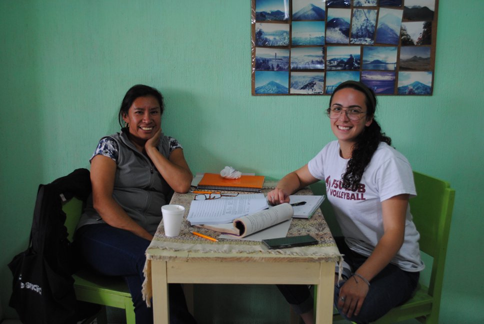 Spanish lessons with Patty Barrera at the Guatemalensis Language School were rarely held at this table. Gabbi and Patty spent their time walking around the town, shopping in the markets (haggling for deals on souvenirs), and looking for the best mojitos they could find.
